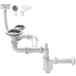 1,5 alebo 2-komorový drezový sifón, napojenie na práčku alebo umývačku riadu Akces www.69x.sk