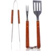 Chrómová súprava na grilovanie, 3ks drevená rukoväť Merkury Market www.69x.sk