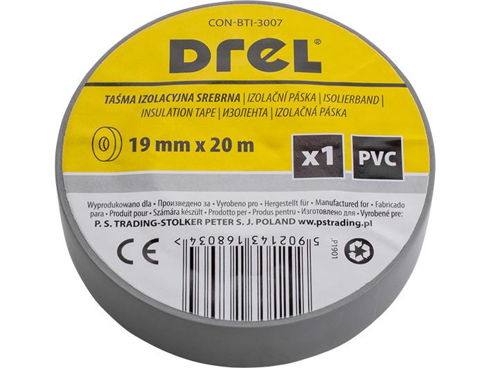 DREL Izolačná páska PVC strieborná 19mm x 0,18mm x 20m DREL www.69x.sk