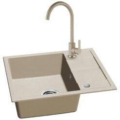 Granitový drez Pico 560x440 béžová + batéria Kuchinox www.69x.sk
