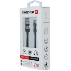 Kábel dátový Swissten Textile USB / Lightning 1,2 m čierny Swissten www.69x.sk