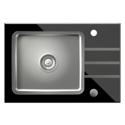 Kuchynský drez z nerezu a tvrdeného skla Efekt 116 640x440x190 mm čierny QUADRON www.69x.sk