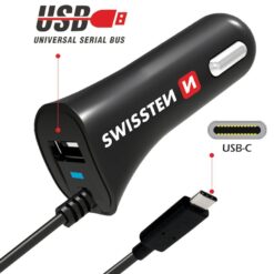 Nabíjačka CL Swissten USB-C A USB 2,4AMP Swissten www.69x.sk