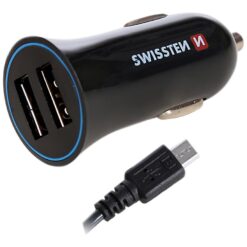 Nabíjačka USB 12/24V Swissten 2,4AMP 2xUSB + kábel MICRO USB Swissten www.69x.sk