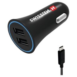 Nabíjačka USB 12/24V Swissten 2,4AMP 2xUSB + kábel USB-C Swissten www.69x.sk
