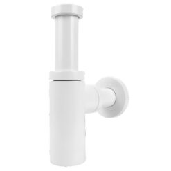 Ozdobný sifón na umývadlo, fľaškový, bez odtoku, kovový, biely Tycner www.69x.sk