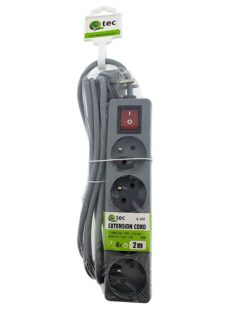 Predlžovací kábel s vypínačom Q-393f 4x z/u 2m sivý  www.69x.sk