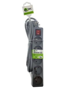Predlžovací kábel s vypínačom Q-394f 5x z/u 2m sivý  www.69x.sk