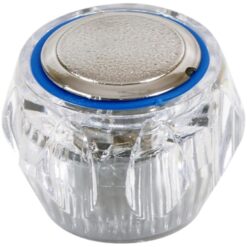 Priehľadný gombík na batériu modrý a červený 15 drážok Tycner www.69x.sk