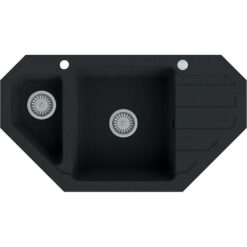 Rohový granitový drez 900x500 čierny Aqua Mercado www.69x.sk