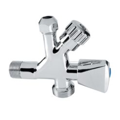 Rohový ventil Kombi 3/8” x 1/2” x 3/4” chróm Ferro www.69x.sk