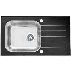 Sklenený drez Venom čierna 780X435 + sifón Alveus www.69x.sk