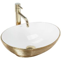 Umývadlo na dosku Sofia Gold Brush/White REA www.69x.sk