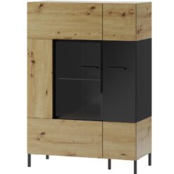 Vitrína 2D Lucas 15 dub artisan/čierna mat Merkury Market www.69x.sk