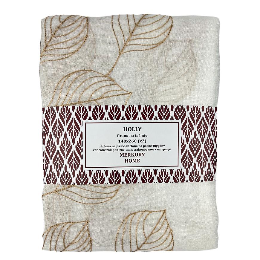 Záclona na páske Holly polyester béžová 140x260 Merkury Home II/22 MERKURY HOME www.69x.sk