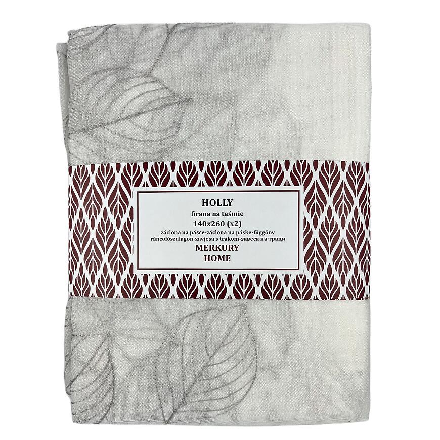Záclona na páske Holly polyester svetlosivá 140x260 Merkury Home II/22 MERKURY HOME www.69x.sk