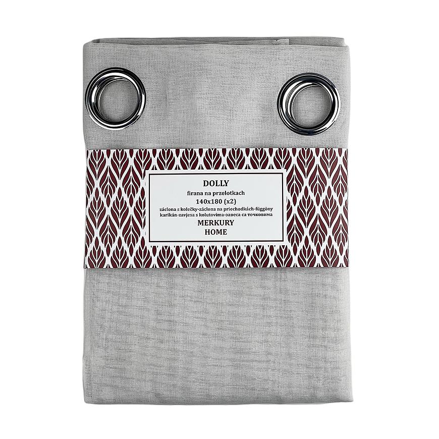 Záclona na priechodkách Dolly polyester svetlosivá 140x180 (x2) Merkury Home MERKURY HOME www.69x.sk