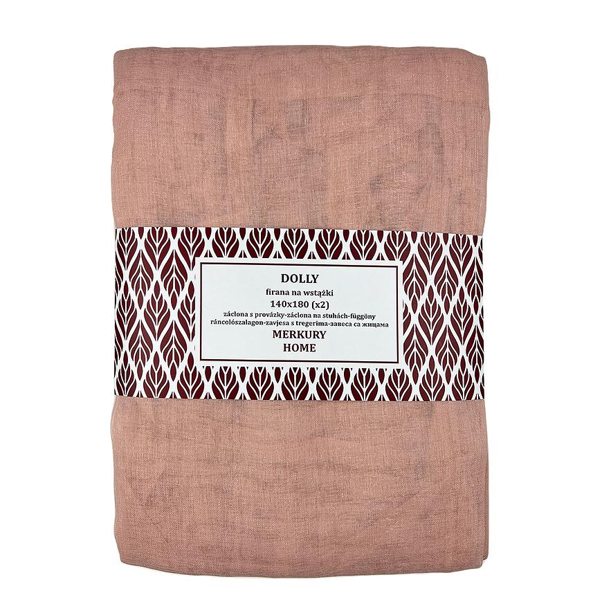 Záclona na stuhách Dolly polyester svetloružová 140x180 (x2) Merkury Home MERKURY HOME www.69x.sk