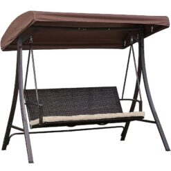 Záhradná hojdačka technoratan hnedá s vankúšmi Merkury Market www.69x.sk