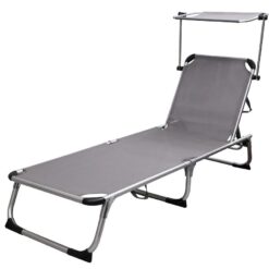 Záhradné ležadlo so slnečníkom sivé Merkury Market www.69x.sk